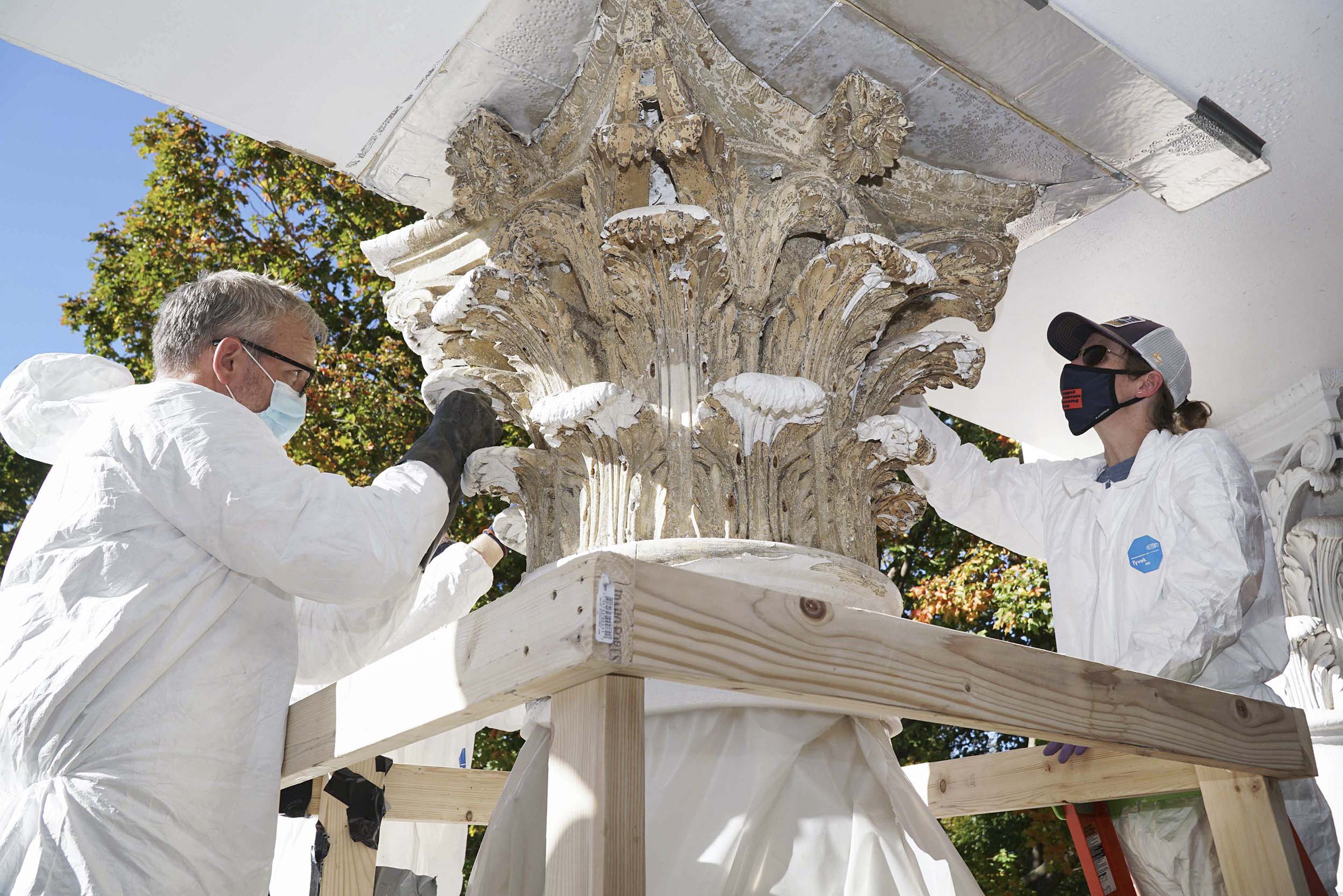 Time for a Steam: UVA Alumni Help Meticulously Restore Carrara Marble Capitals