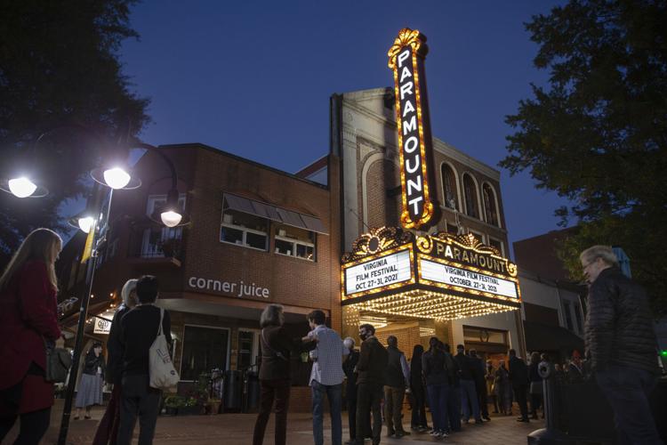 An image of people outside the Paramount theater