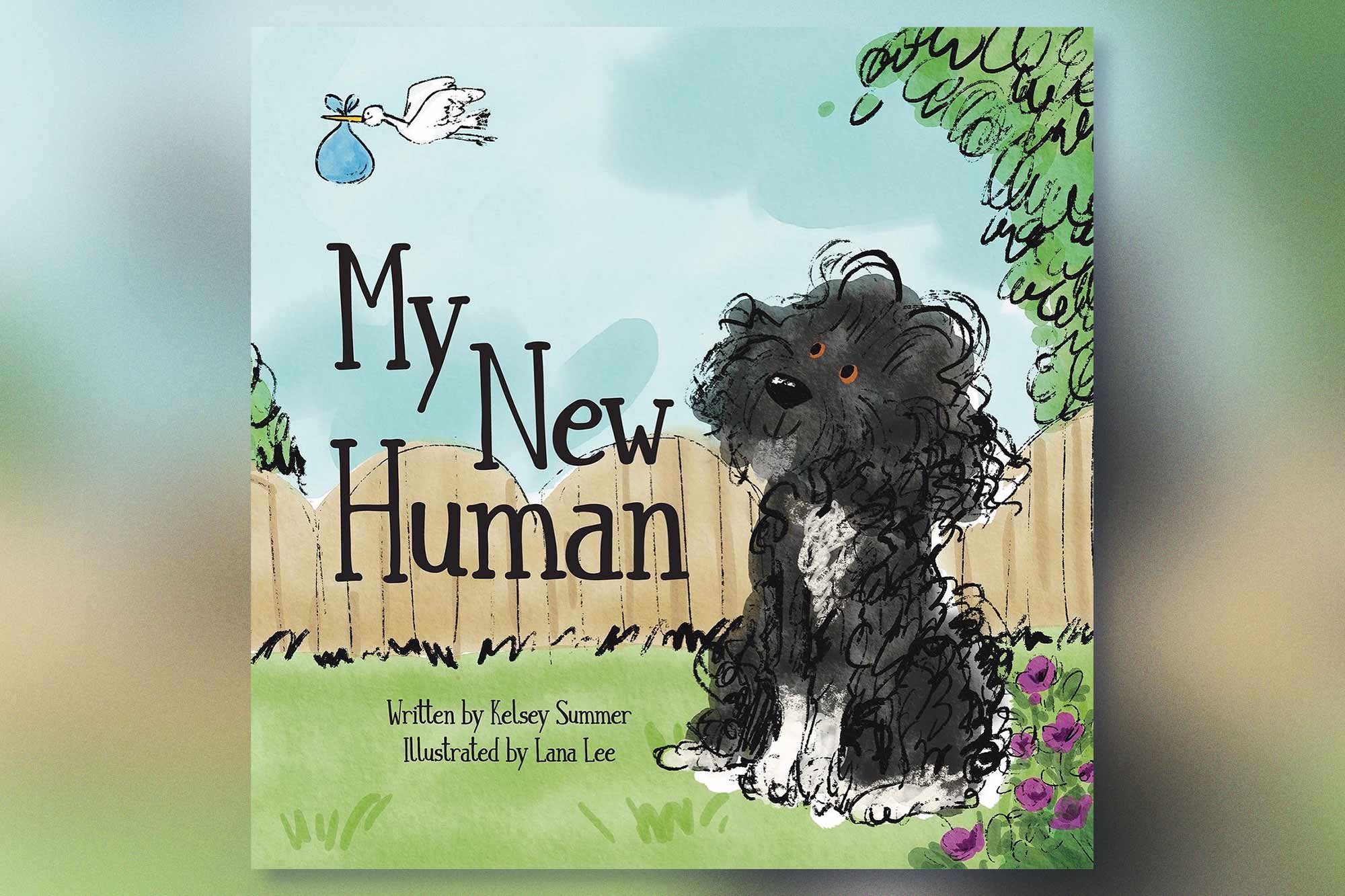 An image of the "My New Human" book, with a Labradoodle on the cover