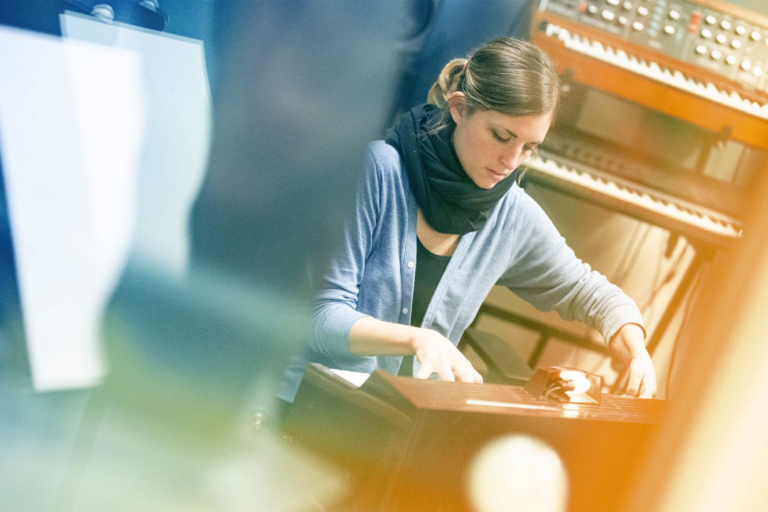 Molly Joyce has found an instrument that enables her to embrace her disability, a vintage electric toy organ. (Photos by Sanjay Suchak, University Communications)