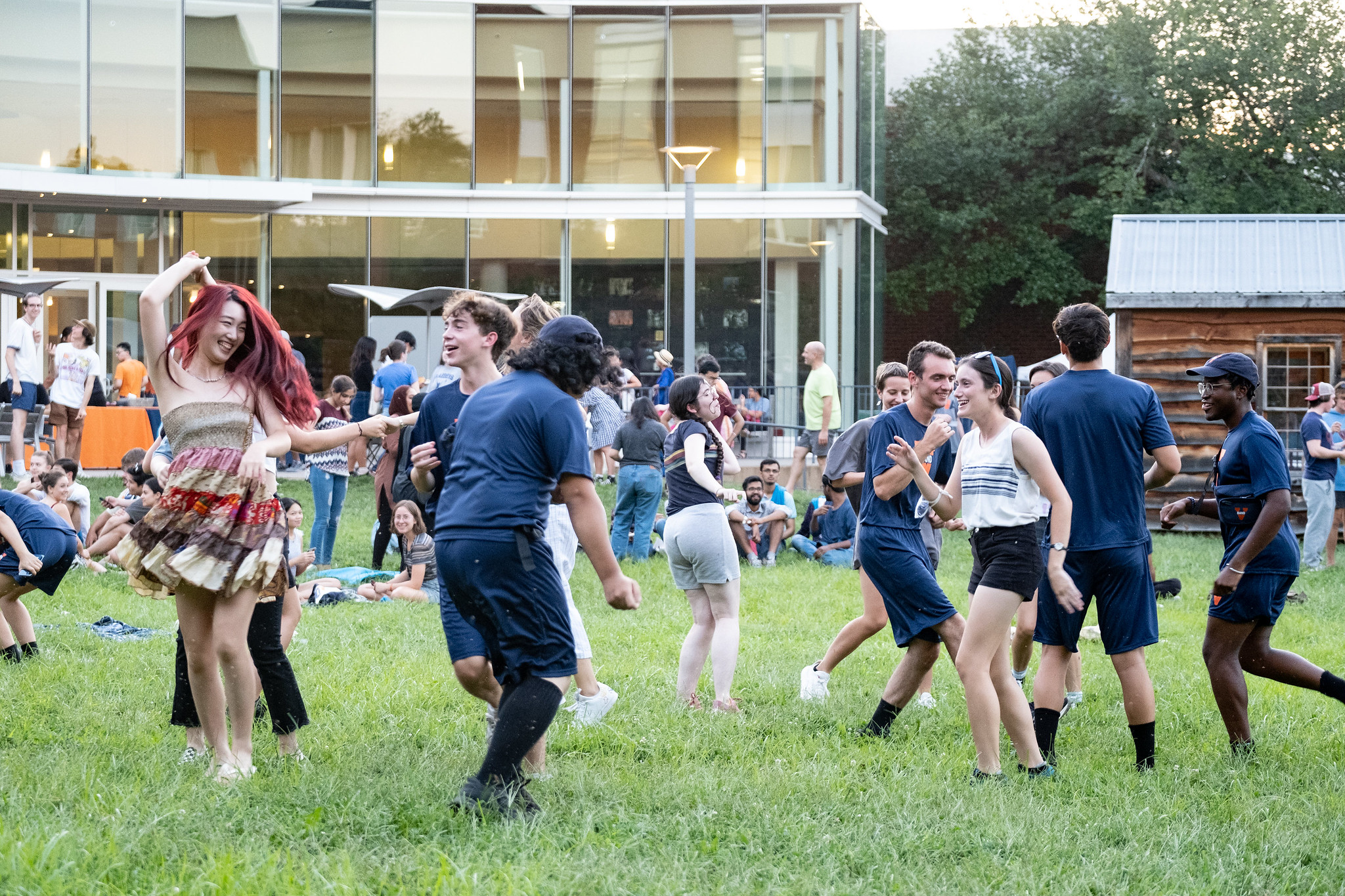 Students Dancing on Arts Grounds During the Welcome Picnic
