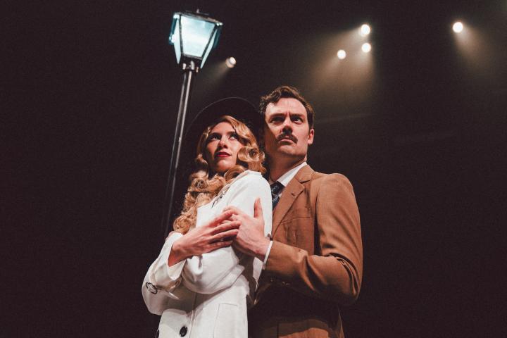 Mollie Downes and Woodrow Proctor in Virginia Theatre Festival’s production of The 39 Steps, which will run from July 25-August 4 at the Ruth Caplin Theatre. Photo Credit: Tristan Williams